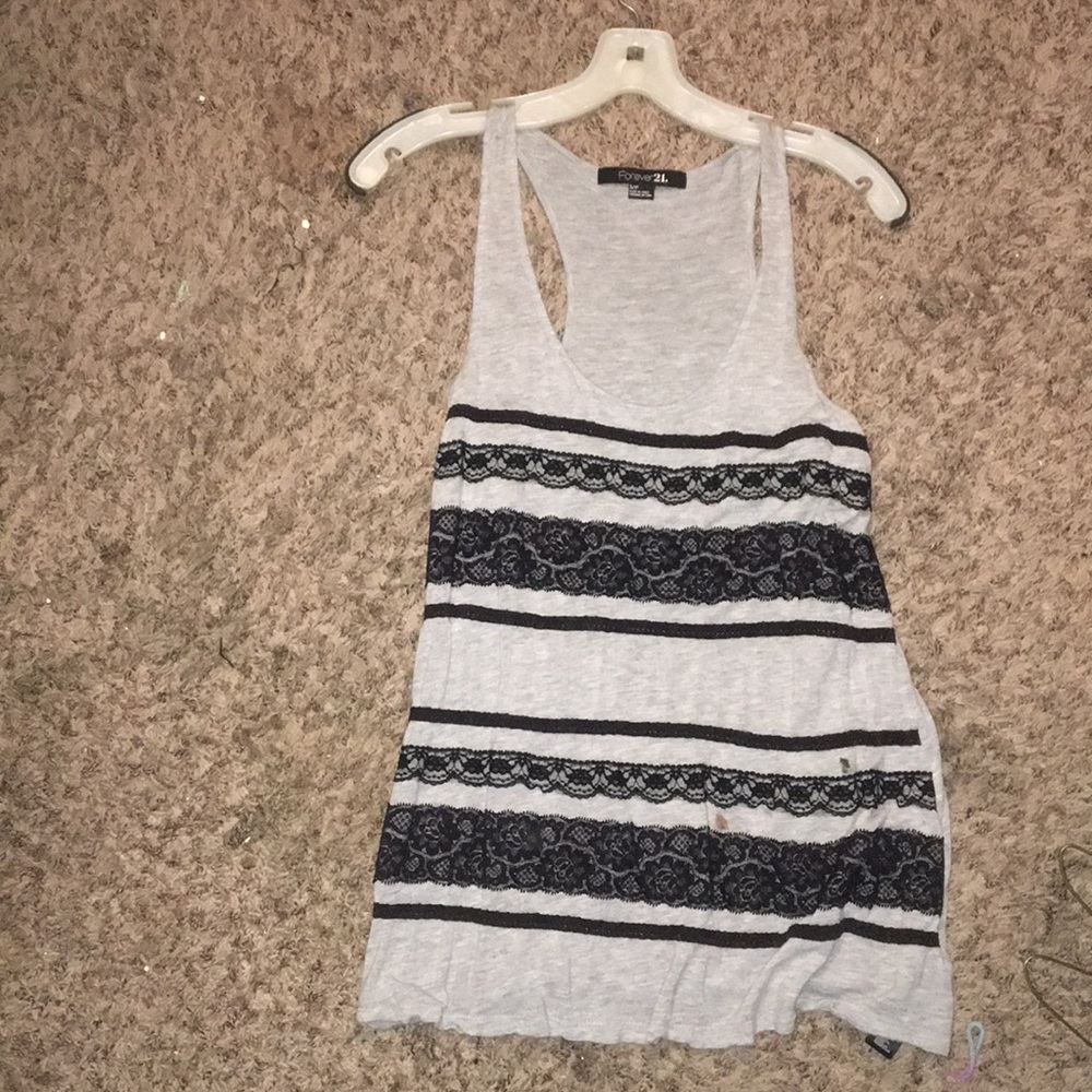 Lacy black and grey tank top